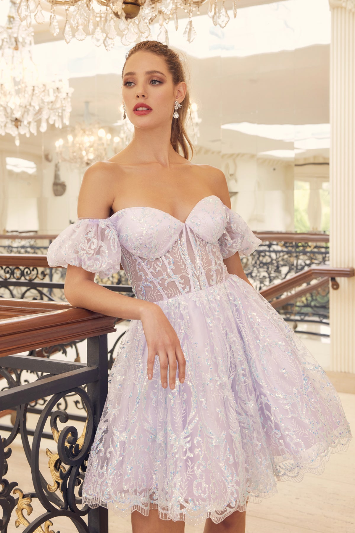 Sweetheart Off Shoulder Short Sleeve Short Dress in Sage or Lilac