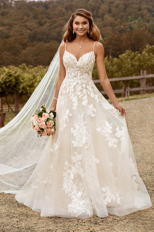 "Nikita" Y22051 Modern Floral Boho Lace Wedding Dress by Sophia Tolli