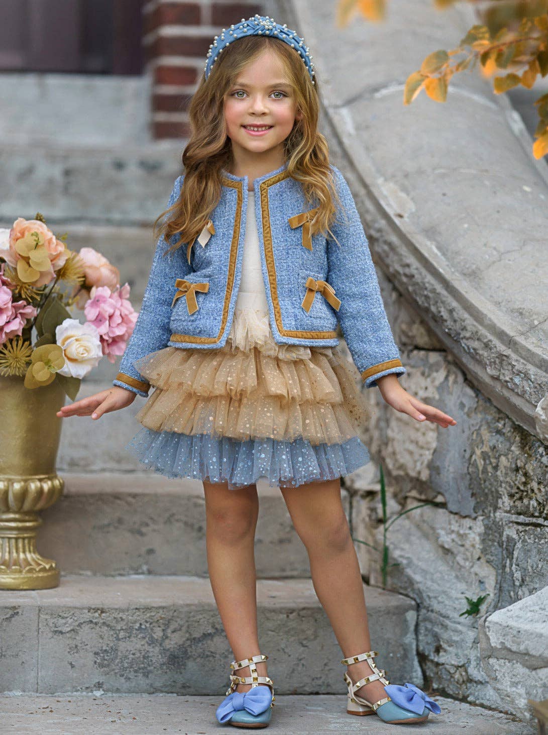 Hello Darling Blue Tweed Jacket & Tulle Skirt