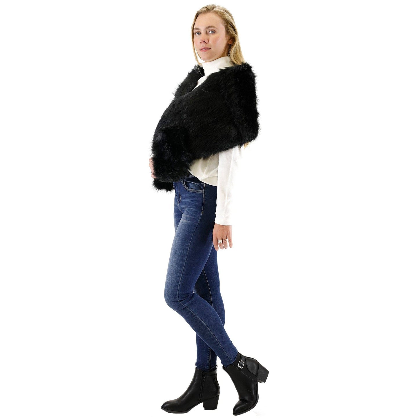 Faux Fur Shawl Wide