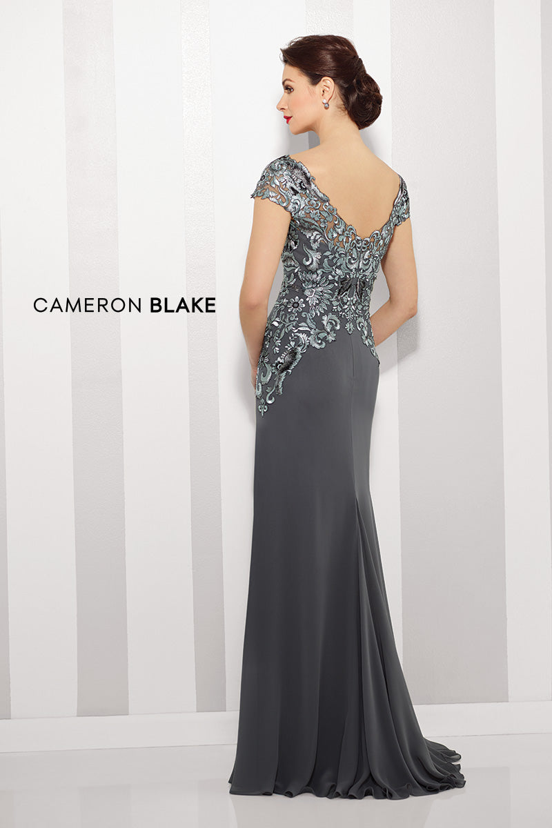 216691 Cap Sleeve Unique Fit & Flare Mother's Dress by Cameron Blake