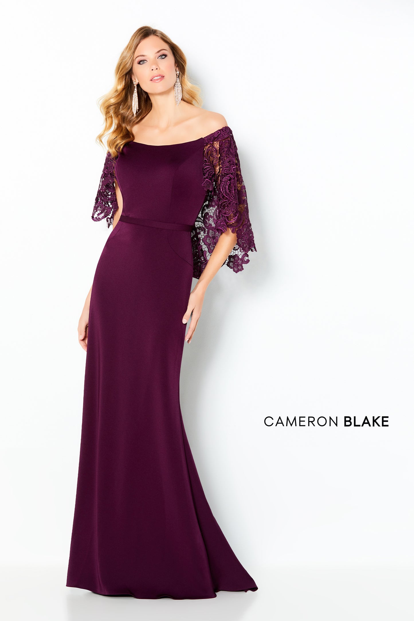 220632 Scoop Neckline Flutter Sleeve A-Line Mother's Dress by Cameron Blake