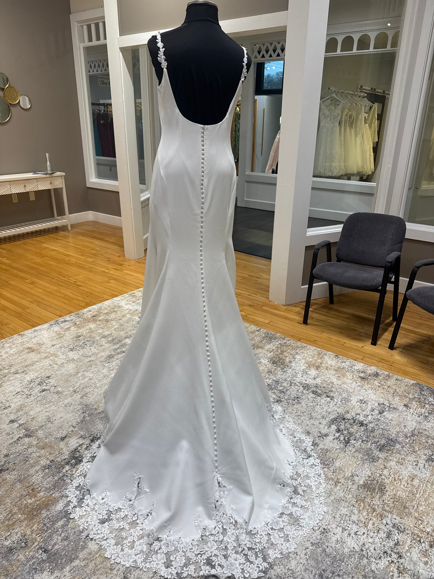 T146 Moonlight Soft square neck with lace straps and deep scoop back crepe back