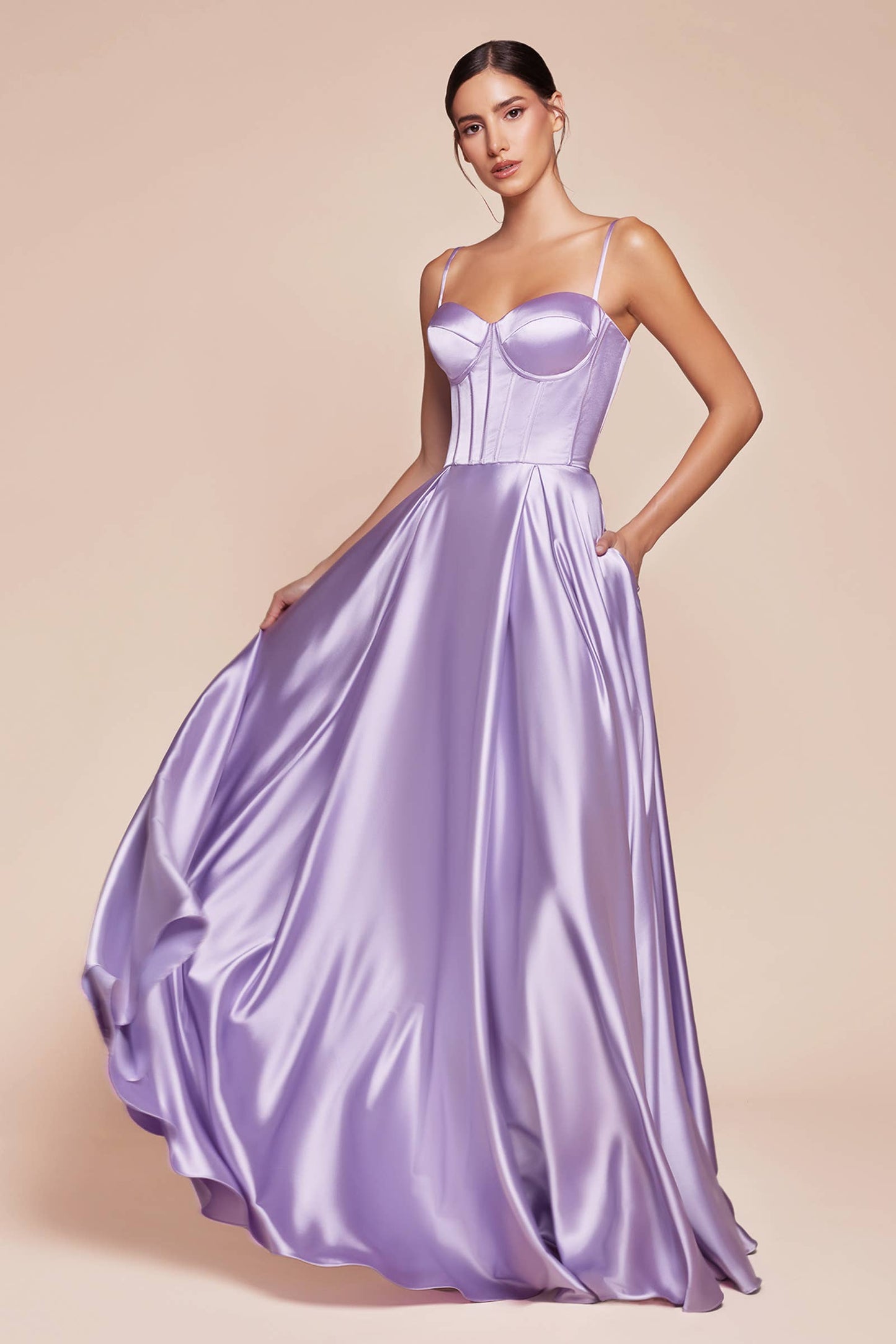 A-LINE SATIN BUSTIER DRESS