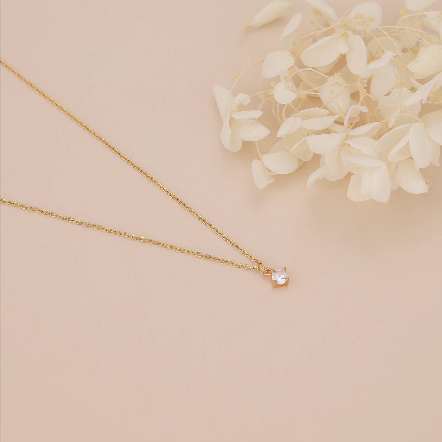 Solitaire CZ Diamond Pendant Necklace