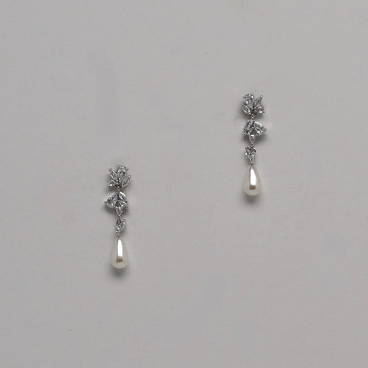 CZ Pearl Multi Stone Dangle Earrings