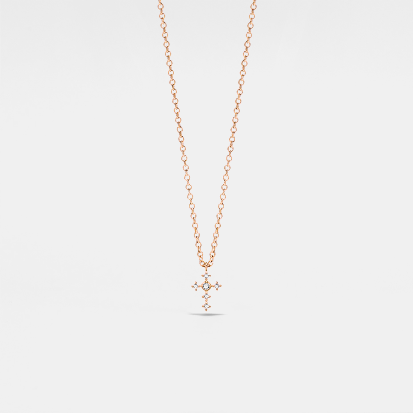 Tiny Small Gold Cross Charm Necklace in 925 Sterling Silver