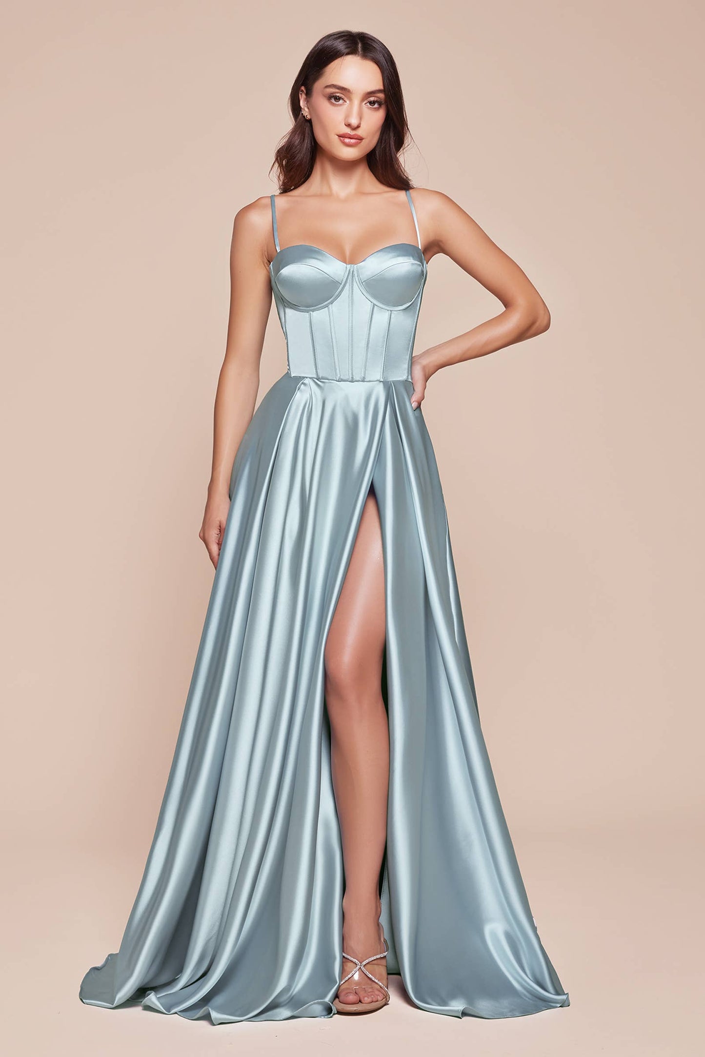 A-LINE SATIN BUSTIER DRESS