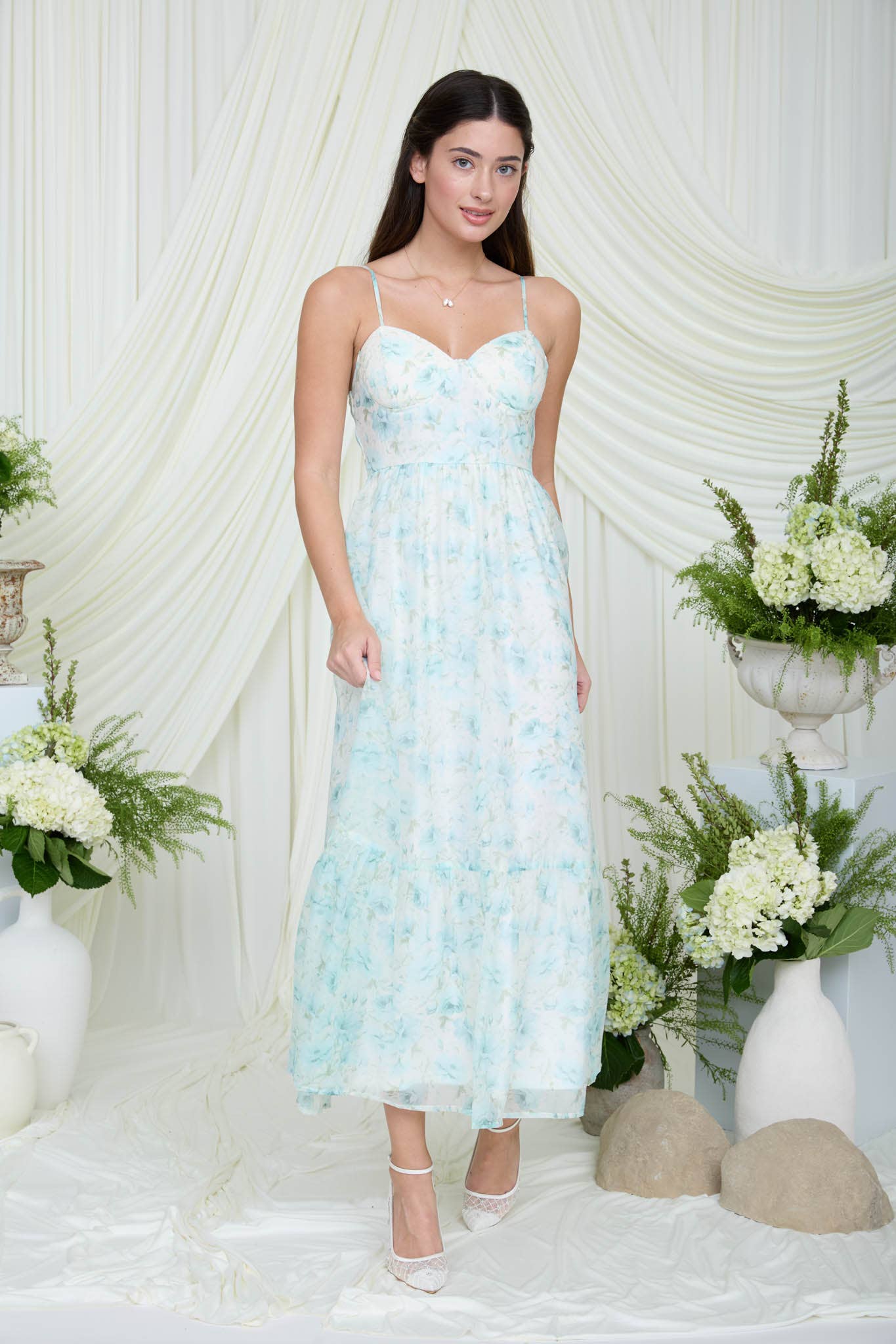 Fairytale Moment Midi Dress in Mint Multi Large