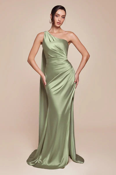 Fitted One Shoulder Dress with Halter Wrap 7454