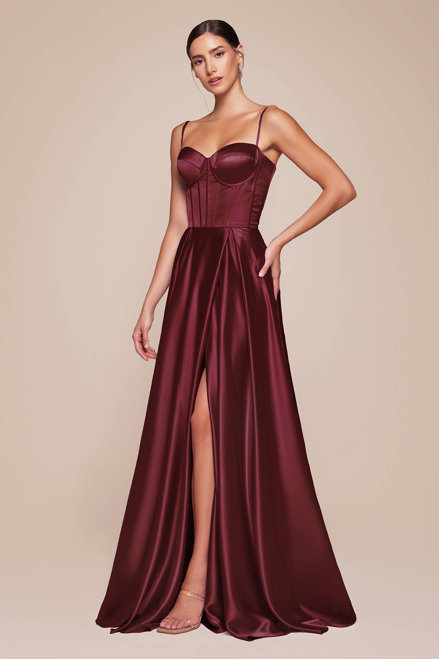 A-LINE SATIN BUSTIER DRESS