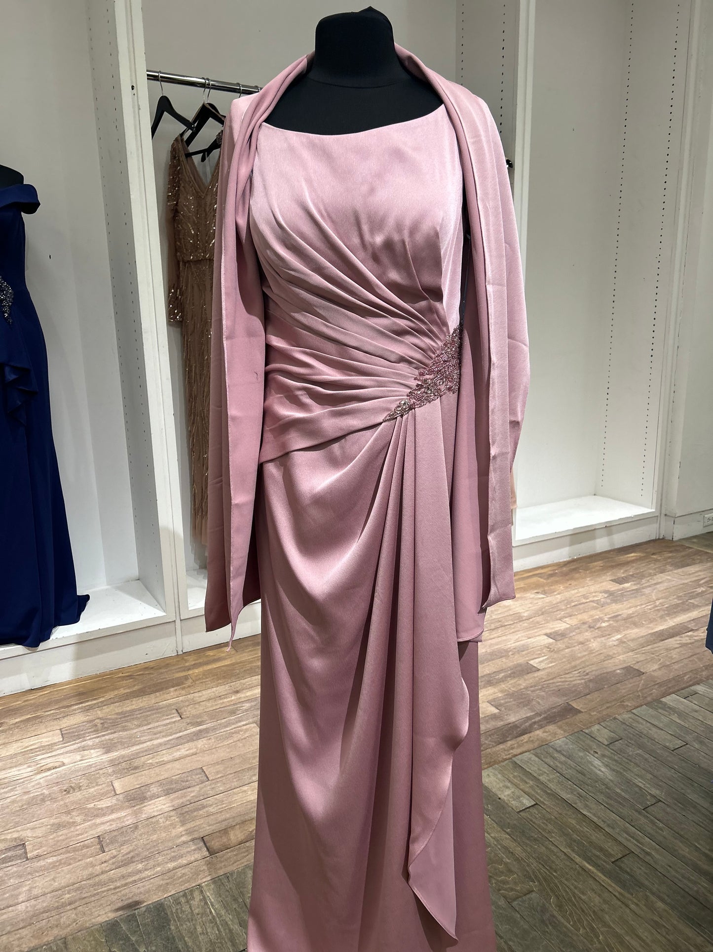 219676 Cap Sleeve Ruched Sheath Mother's Gown by Cameron Blake