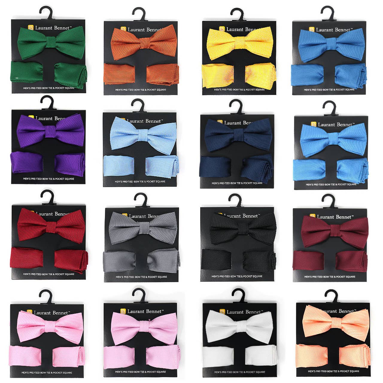 Poly Woven Men's Banded Bow Tie and Hanky Set - BTH6308