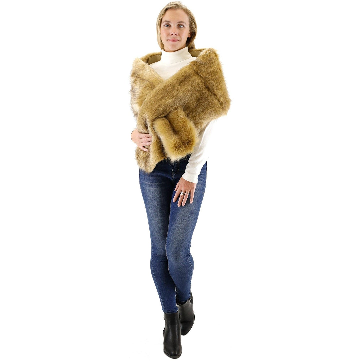 Faux Fur Shawl Wide