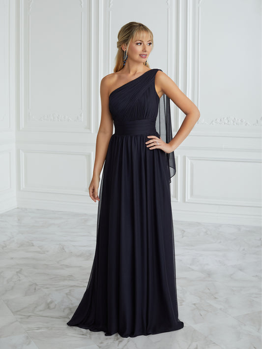 17094 Midnight Black One Shoulder Mother's Dress by Christina Wu
