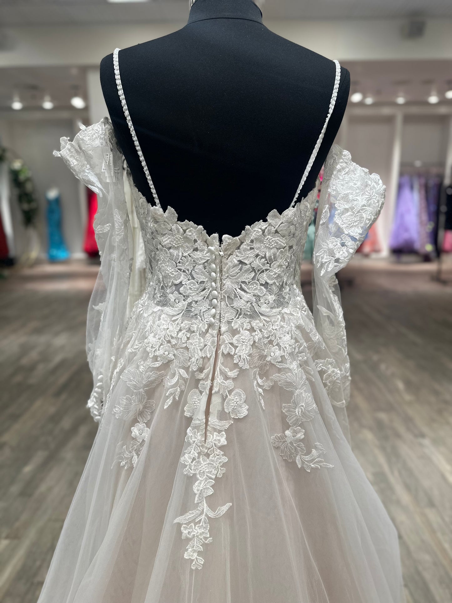 "Stevie" Cold Shoulder Bishop Sleeve Wedding Dress by Maggie Sottero