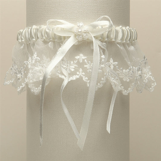 Vintage Irish Lace Inspired Wedding Garter - Ivory