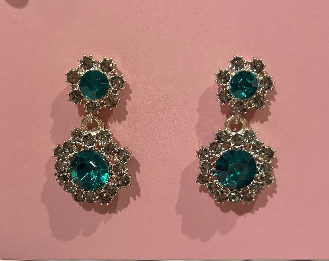 Statement Imitation Emerald Drop Earrings