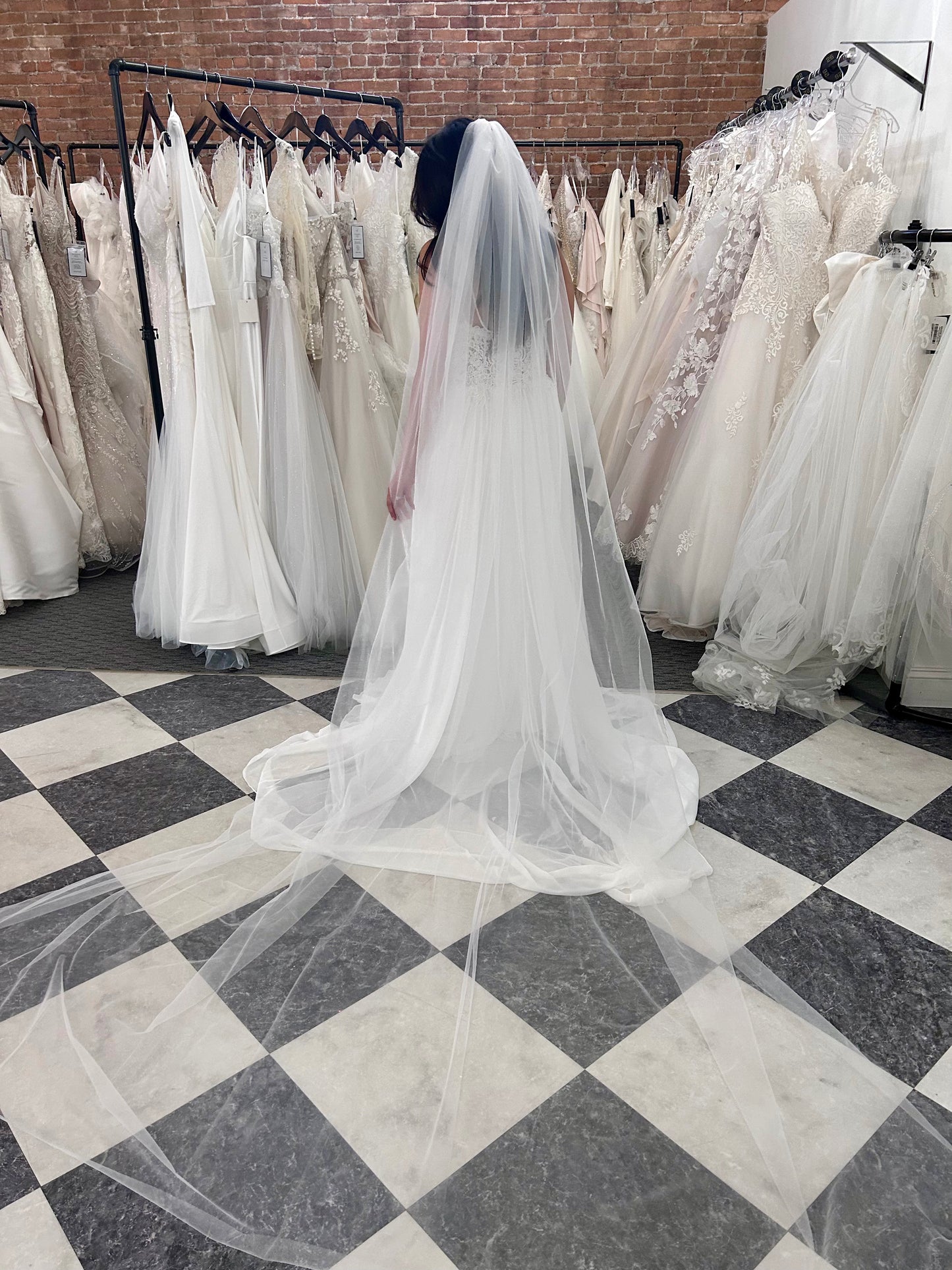 F026 Cathedral Simple Wedding Veil by Aria Bride
