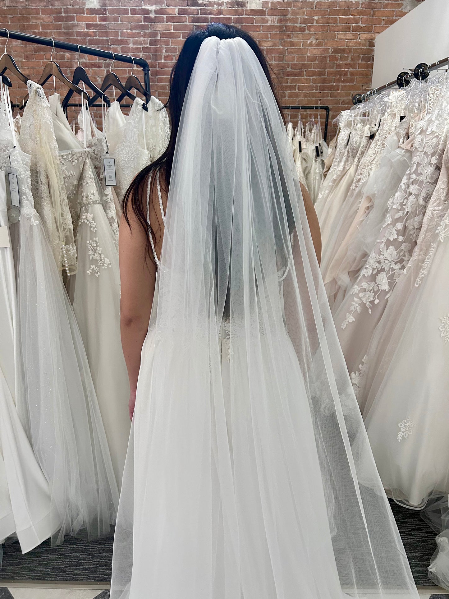 F026 Cathedral Simple Wedding Veil by Aria Bride