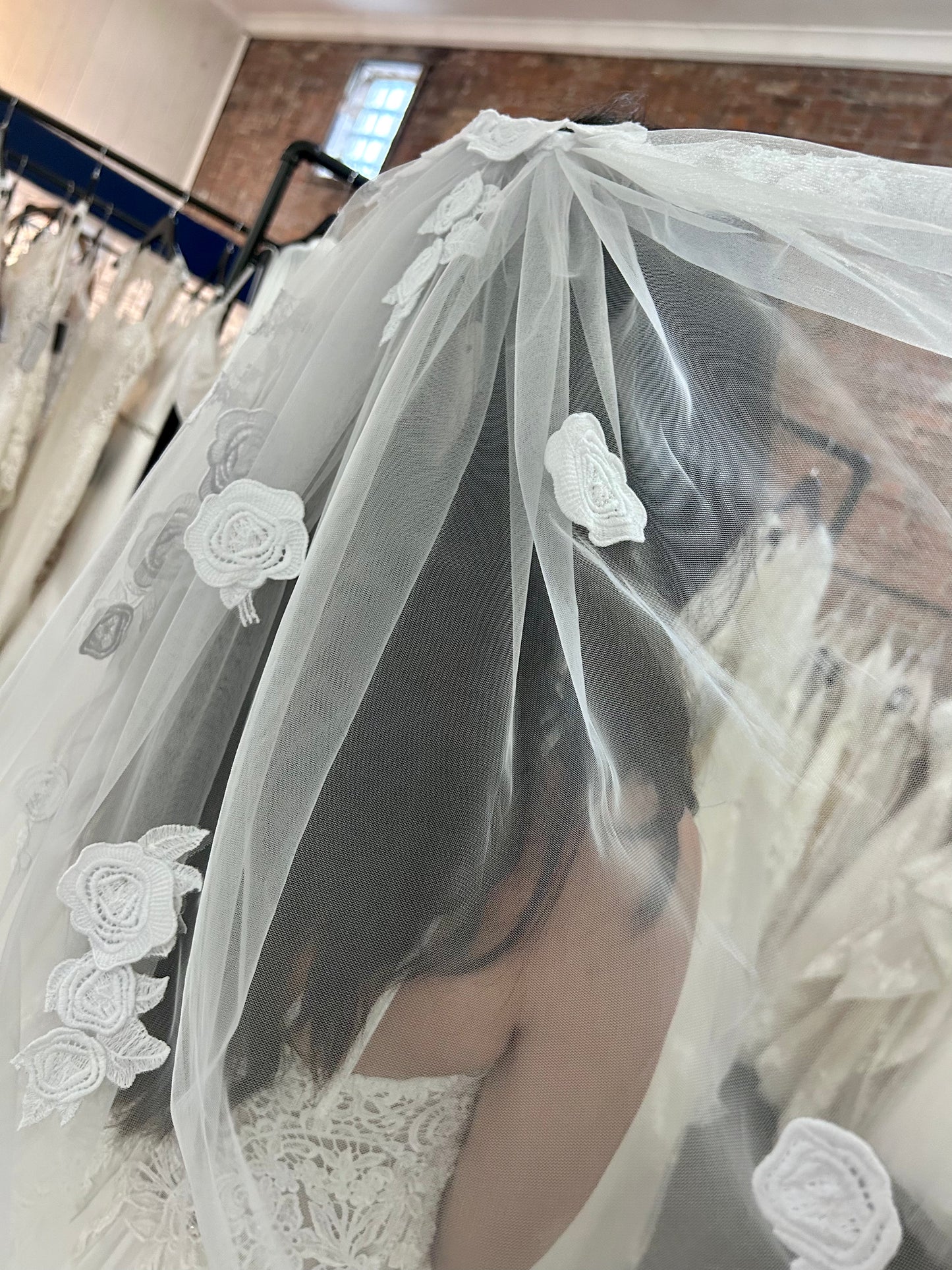F021 Floral Lace Cathedral Veil by Aria Bride
