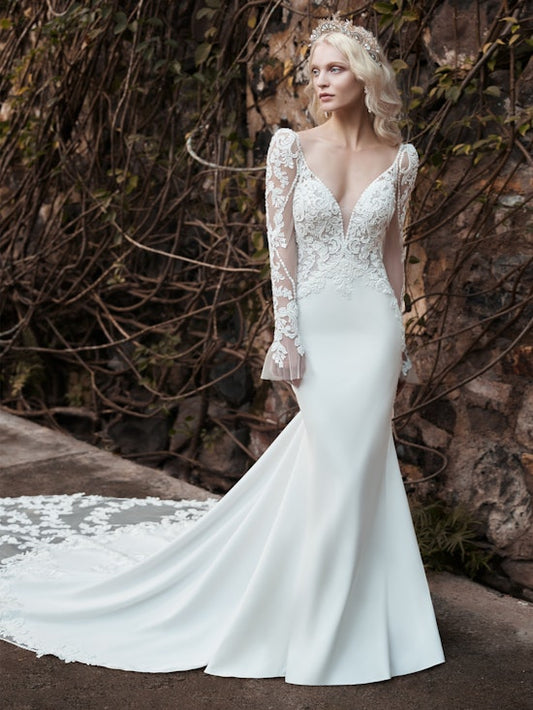 "Nikki" Bell Sleeve Mermaid Long Sleeve Wedding Dress by Maggie Sottero