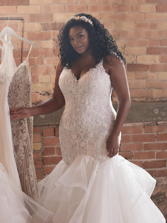 "Lunaria" Sleeveless Organza Sparkle Lace Wedding Dress by Maggie Sottero