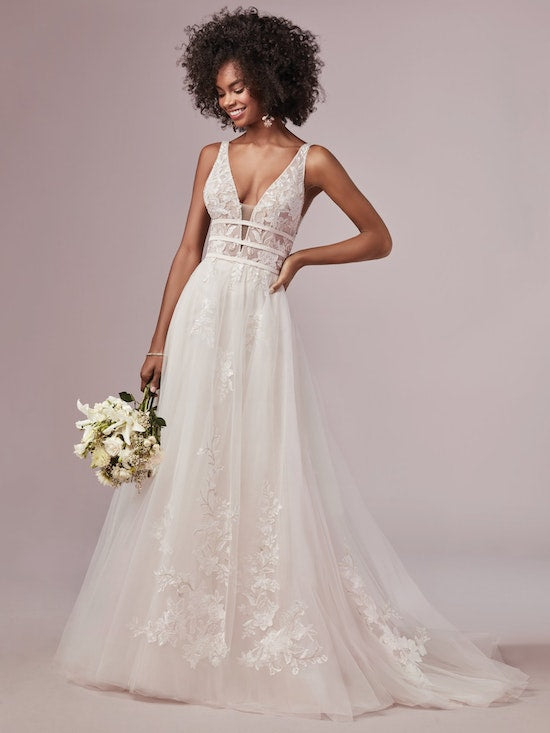 "Raelynn" Lace A-Line Wedding Dress by Rebecca Ingram