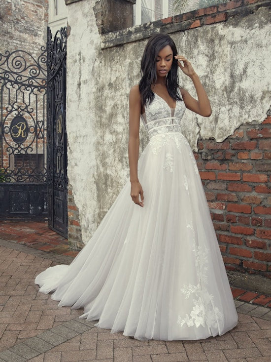 "Raelynn" Lace A-Line Wedding Dress by Rebecca Ingram
