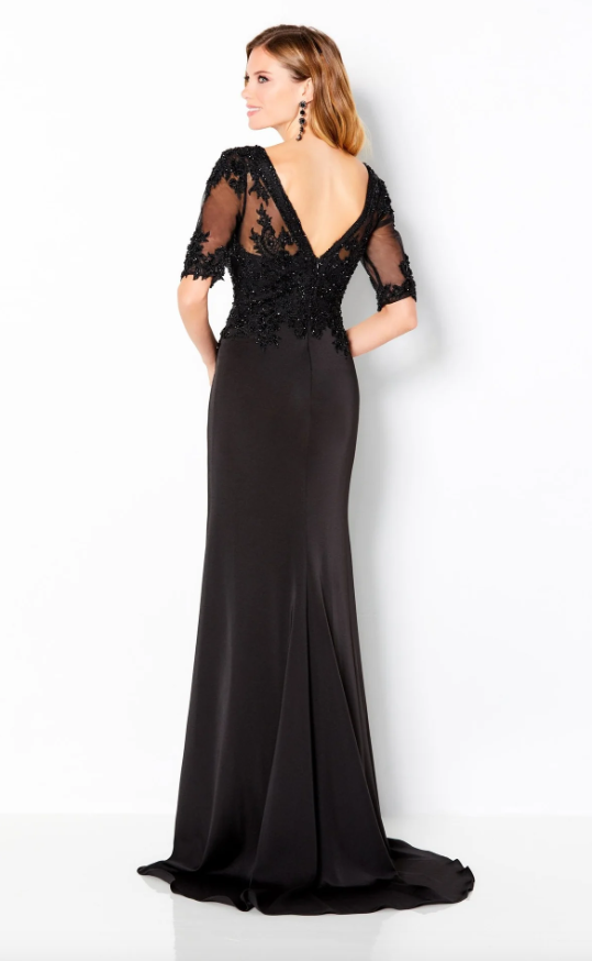 220643 Sheath Black or Wine 3/4 Sleeve Mother's Dress by Cameron Blake