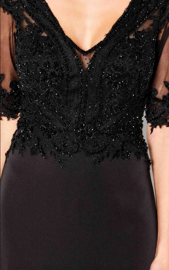 220643 Sheath Black or Wine 3/4 Sleeve Dress by Cameron Blake