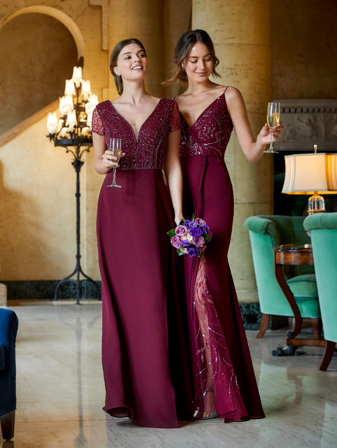40326 Cap Sleeve Low Cut with Slit Bridesmaid or Mother's Dress by Adrianna Papell