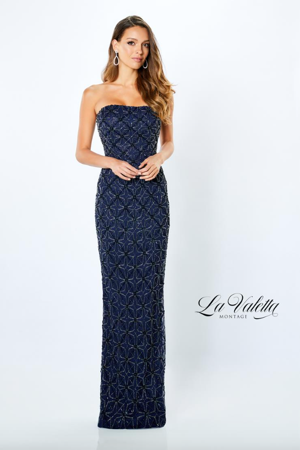 LV22102 Sheath Navy Blue Mother's Dress by La Valetta