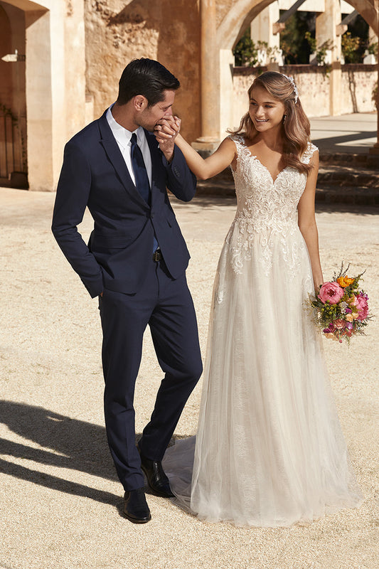 "Kaydence" Y12023 Modest Sleeveless Lace Wedding Dress by Sophia Tolli