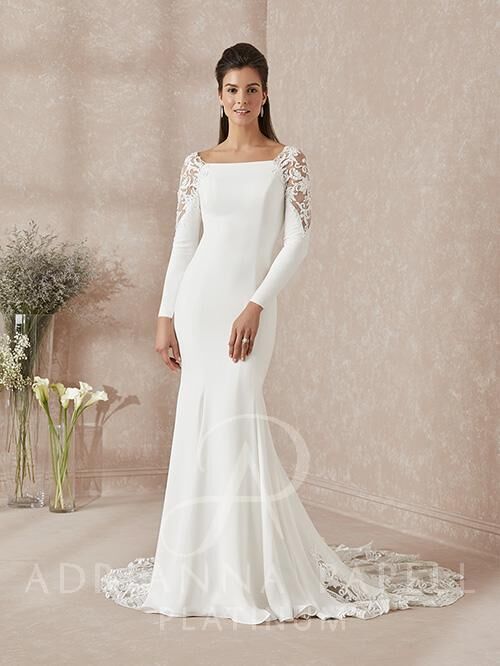 31153 Adrianna Papell Fit and Flare Crepe Wedding Dress