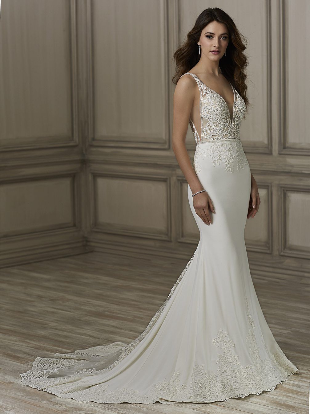 31741 Adrianna Papell Luna Illusion Back Bridal Dress