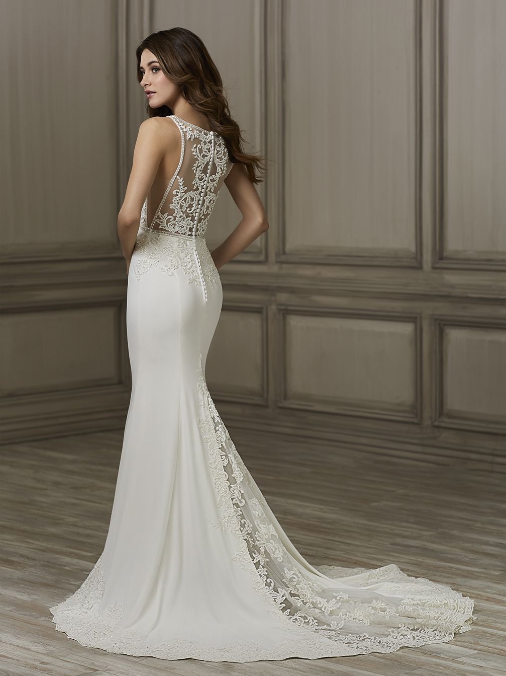 31741 Adrianna Papell Luna Illusion Back Bridal Dress