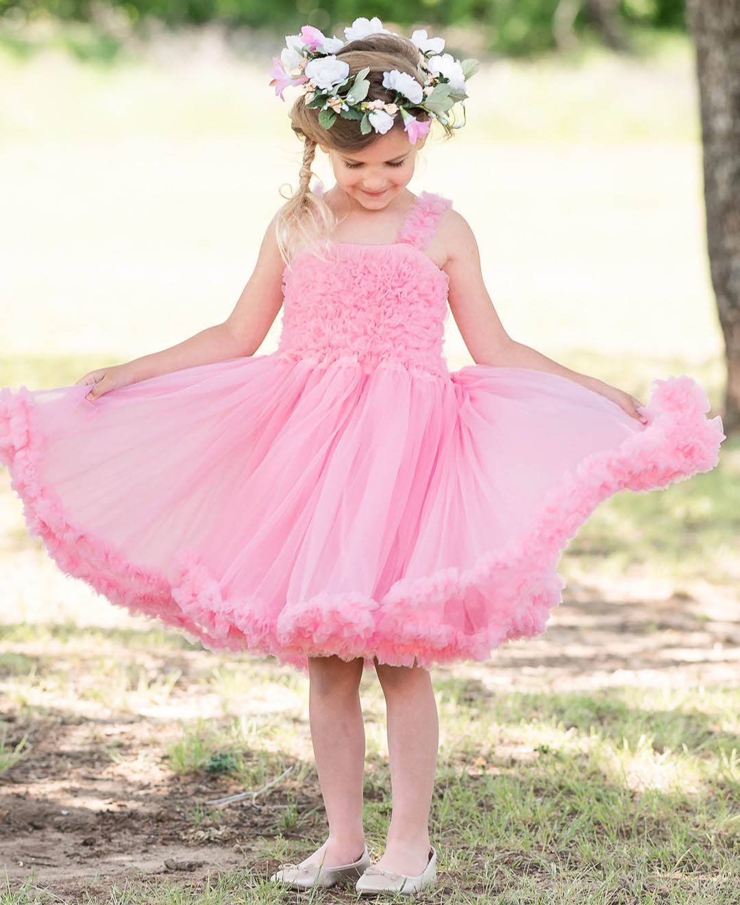 Girls Pink Tulle Sleeveless Princess Petti Dress