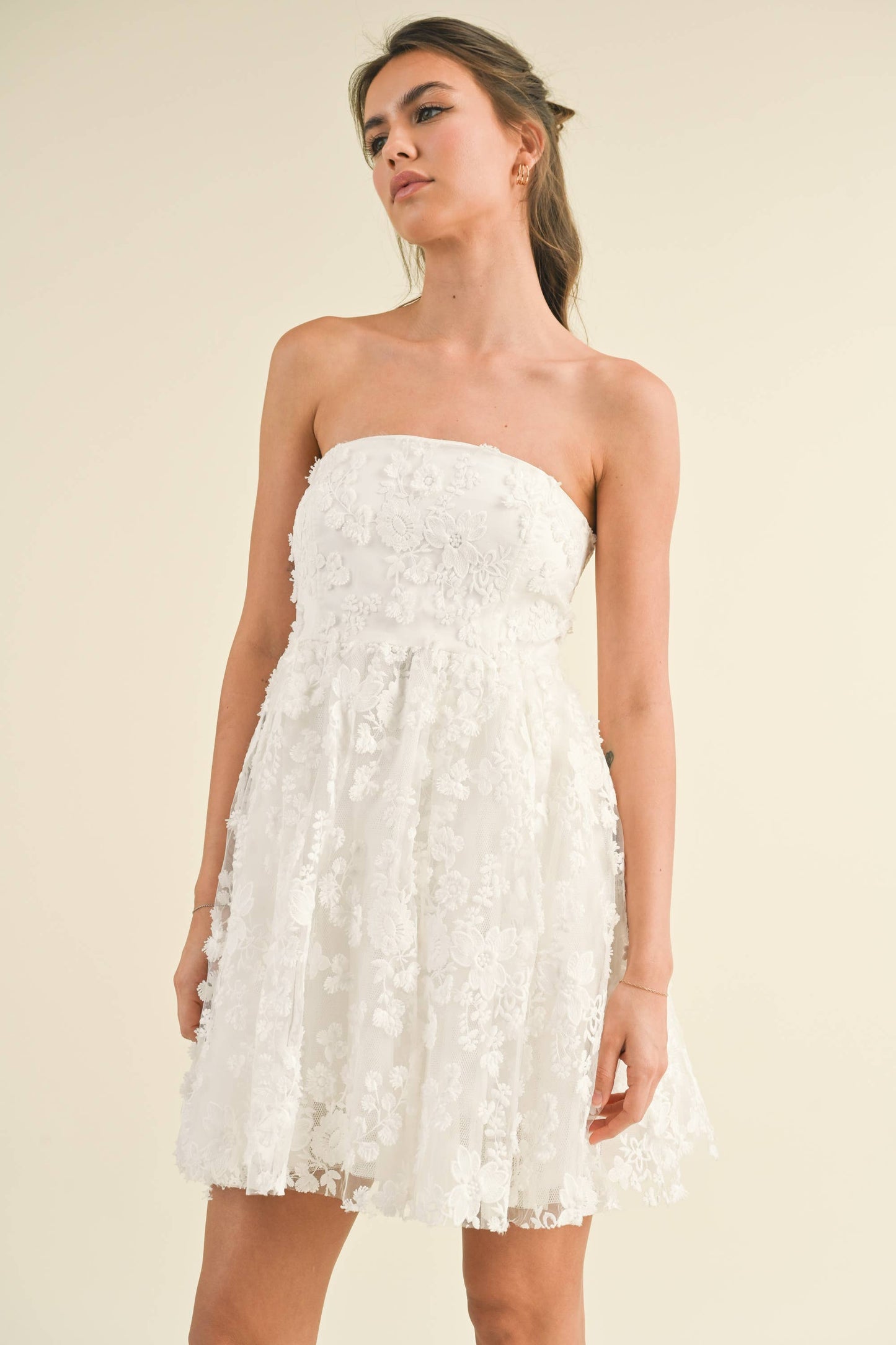 Textured Floral fabric A-Line Tube Dress