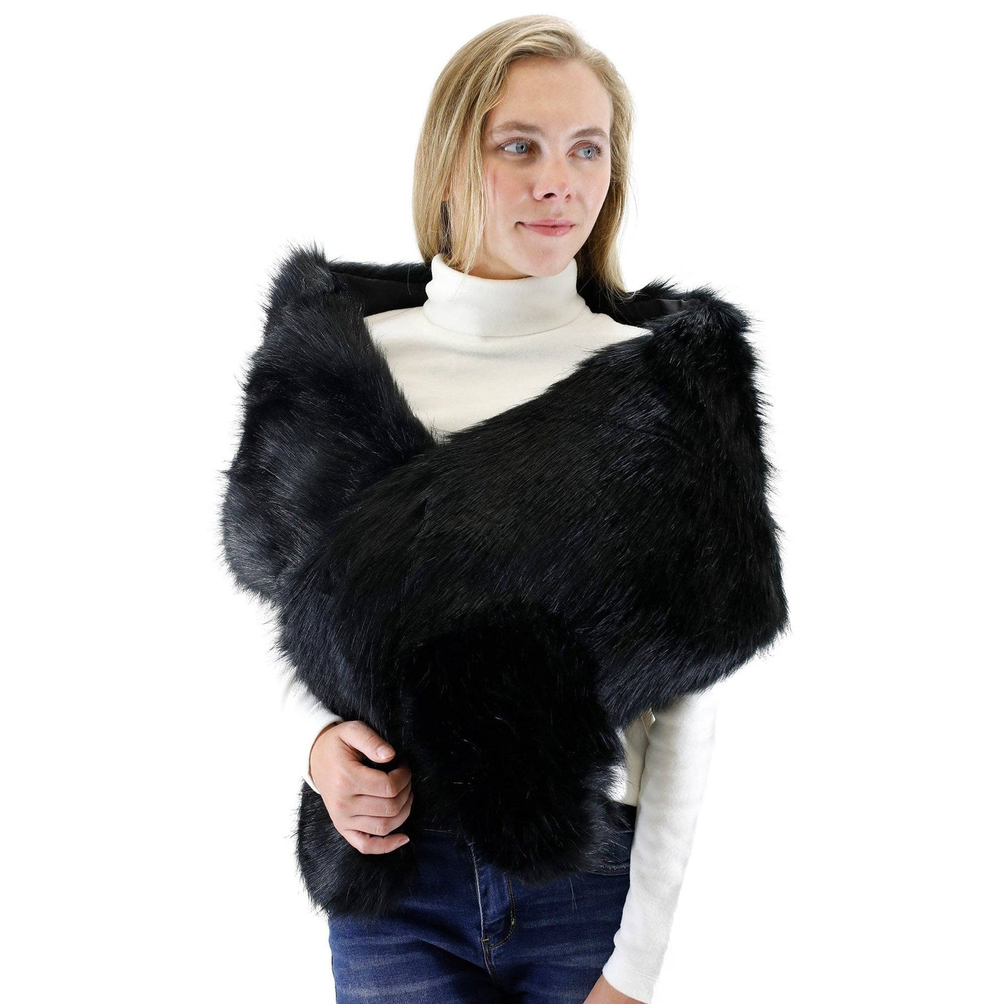Faux Fur Shawl Wide