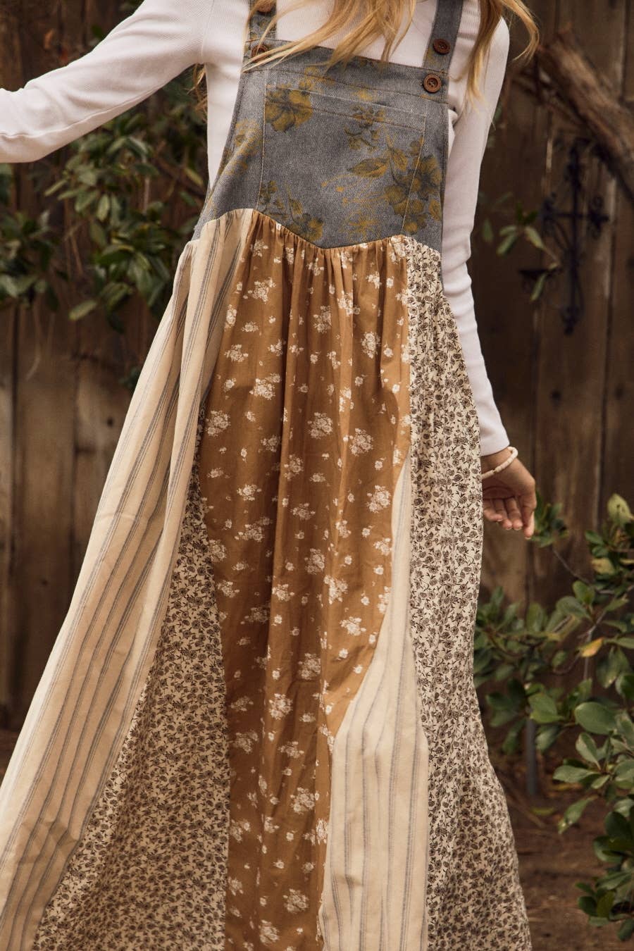 Mixed Floral Print Overall Maxi Dress