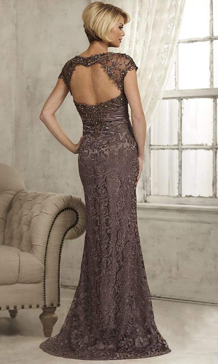 20176 Cap Sleeve Unique Mauve Lace Mother's Dress by Christina Wu