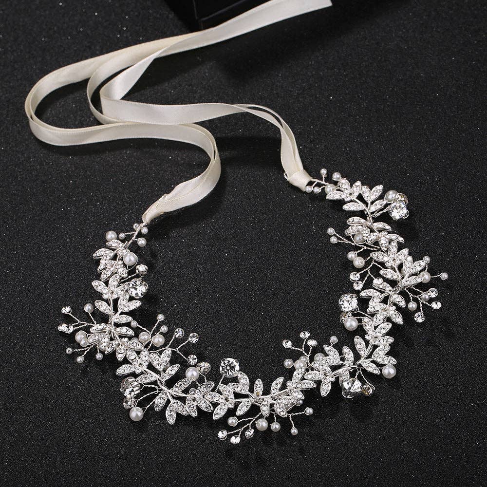 Alloy Pearl Rhinestone Handmade Wedding Belt or Hair Accessory