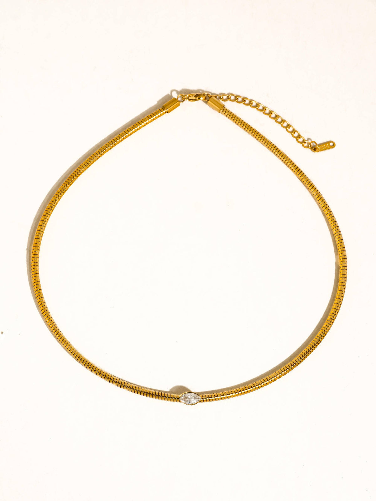 Olwen 18K Gold Non-Tarnish Marquise CZ Snake Chain Choker