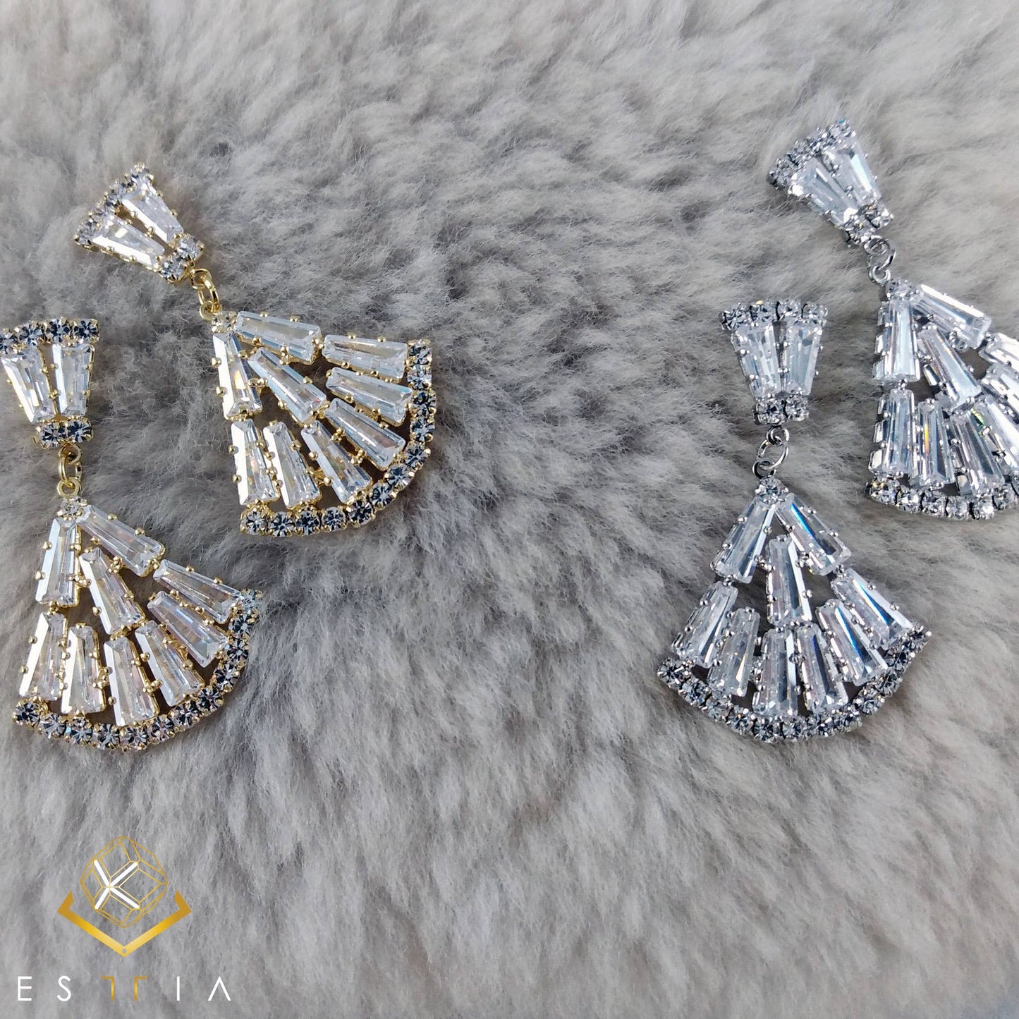 Chaé Fan cubic drop chandelier earring