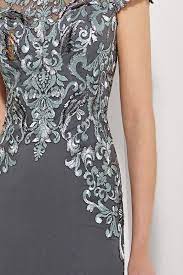 216691 Cap Sleeve Unique Fit & Flare Mother's Dress by Cameron Blake