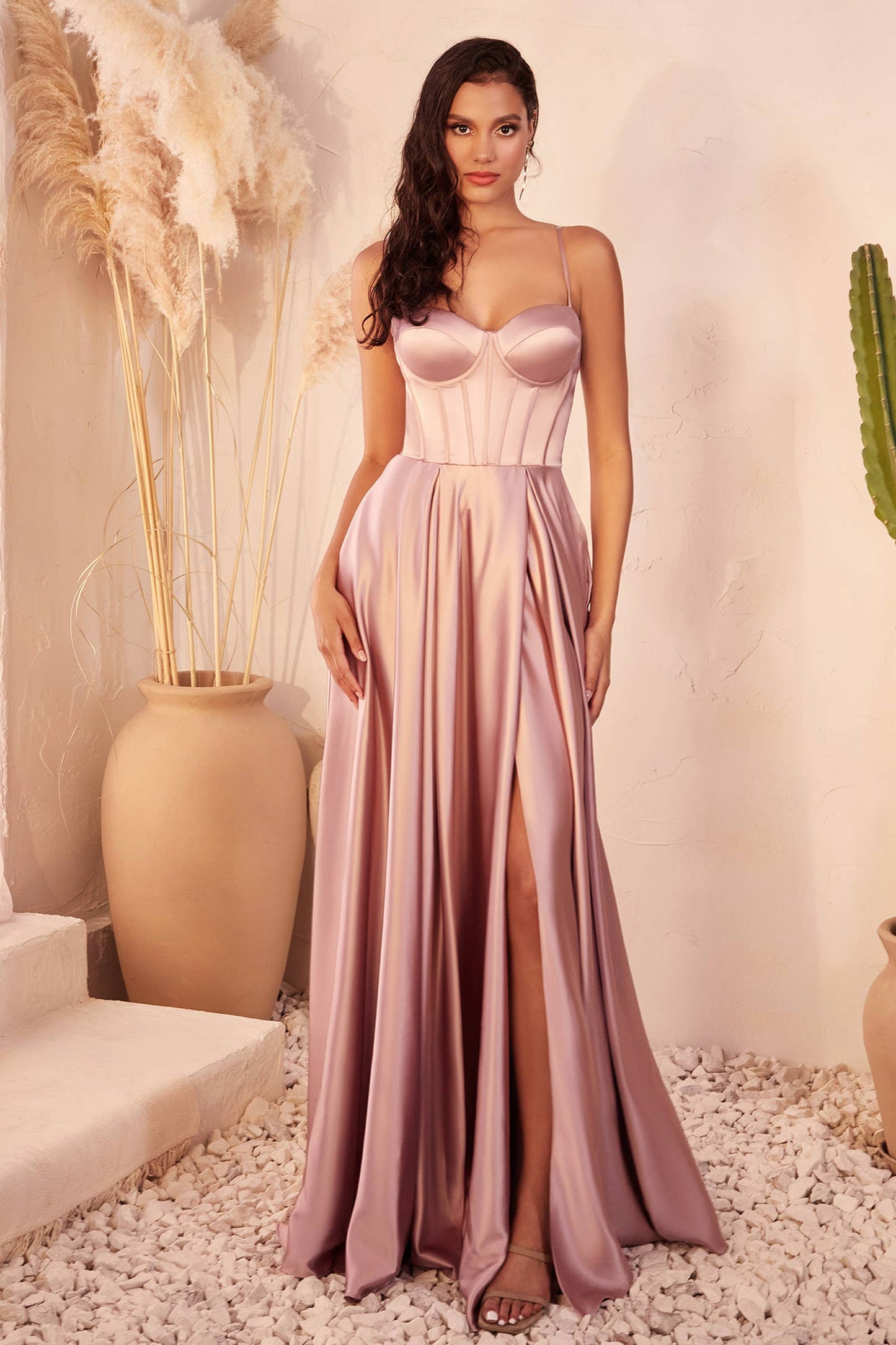 A-LINE SATIN BUSTIER DRESS