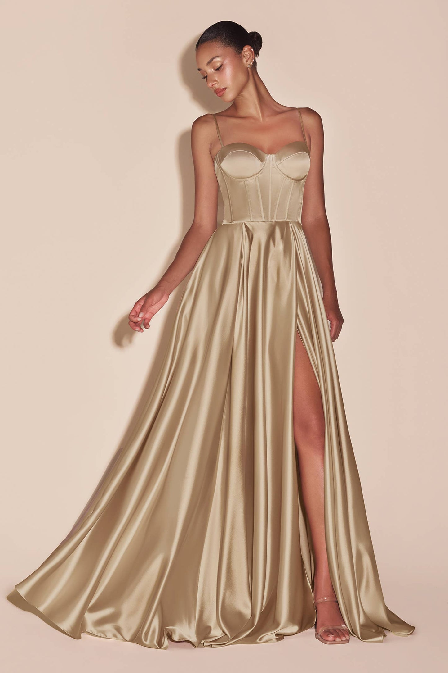 A-LINE SATIN BUSTIER DRESS