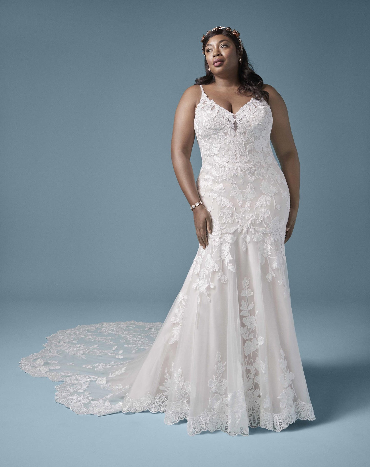 "Giana Lynette" Mermaid V-Neckline Wedding Dress by Maggie Sottero