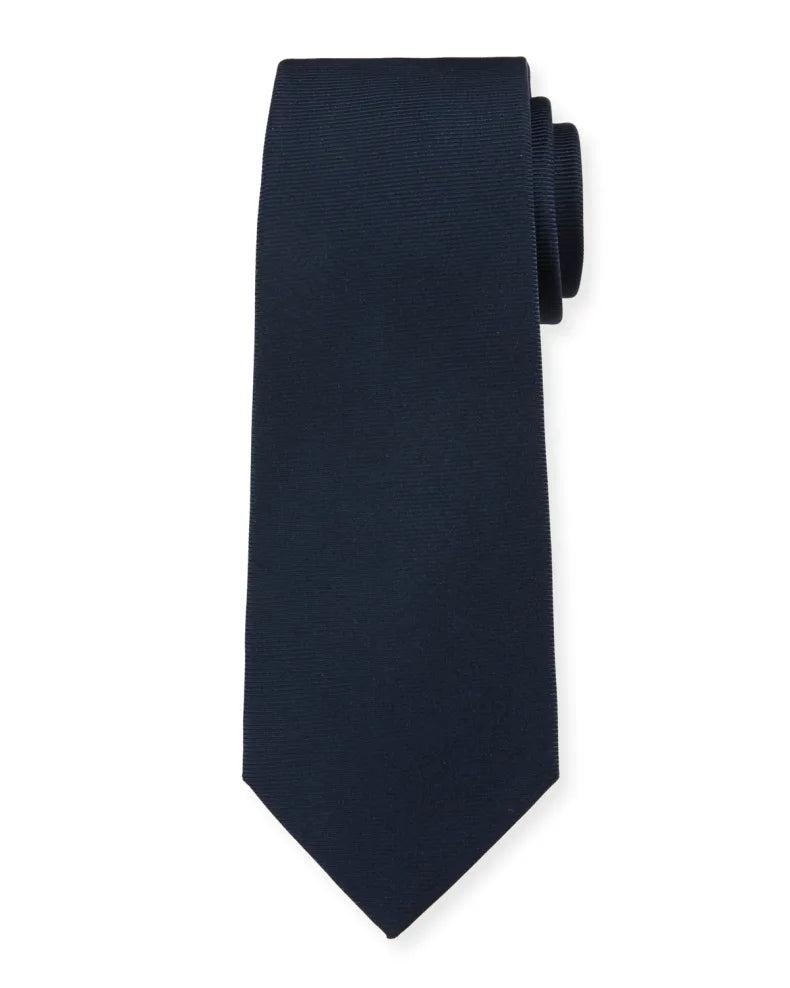 3.25" Dark Navy Poly Solid Satin Tie & Matching Hanky Set
